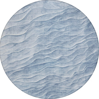 Piper Looms Chantille Waves ACN1616 Denim Machine Washable Area Rug Round Main Image