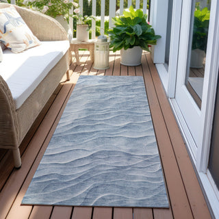Piper Looms Chantille Waves ACN1616 Denim Machine Washable Area Rug Runner Outdoor Lifestyle Image Feature