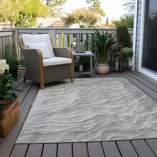 Piper Looms Chantille Waves ACN1617 Taupe Machine Washable Area Rug Outdoor Lifestyle Image Feature