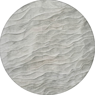 Piper Looms Chantille Waves ACN1617 Taupe Machine Washable Area Rug Round Main Image