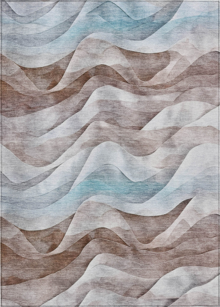Piper Looms Chantille Waves ACN1621 Mocha Machine Washable Area Rug main image