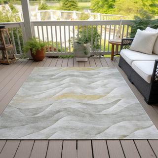 Piper Looms Chantille Waves ACN1622 Silver Machine Washable Area Rug Outdoor Lifestyle Image Feature