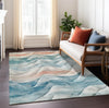 Piper Looms Chantille Waves ACN1623 Teal Machine Washable Area Rug Lifestyle Image Feature