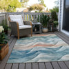 Piper Looms Chantille Waves ACN1623 Teal Machine Washable Area Rug Outdoor Lifestyle Image Feature