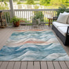 Piper Looms Chantille Waves ACN1623 Teal Machine Washable Area Rug Outdoor Lifestyle Image Feature
