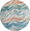 Piper Looms Chantille Waves ACN1623 Teal Machine Washable Area Rug Round Main Image