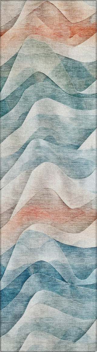 Piper Looms Chantille Waves ACN1623 Teal Machine Washable Area Rug Runner Main Image