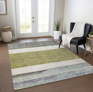 Piper Looms Chantille Stripes ACN1624 Aloe Machine Washable Area Rug Lifestyle Image Feature