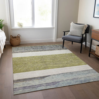 Piper Looms Chantille Stripes ACN1624 Aloe Machine Washable Area Rug Lifestyle Image Feature