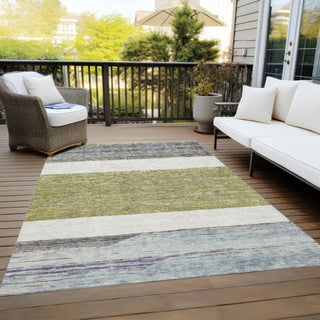 Piper Looms Chantille Stripes ACN1624 Aloe Machine Washable Area Rug Outdoor Lifestyle Image Feature