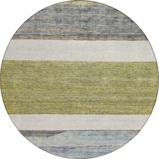 Piper Looms Chantille Stripes ACN1624 Aloe Machine Washable Area Rug Round Main Image