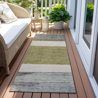 Piper Looms Chantille Stripes ACN1624 Aloe Machine Washable Area Rug Runner Outdoor Lifestyle Image Feature