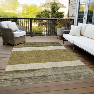 Piper Looms Chantille Stripes ACN1624 Coffee Machine Washable Area Rug Outdoor Lifestyle Image Feature
