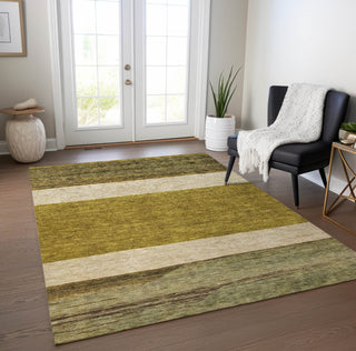 Piper Looms Chantille Stripes ACN1624 Gold Machine Washable Area Rug Lifestyle Image Feature