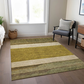 Piper Looms Chantille Stripes ACN1624 Gold Machine Washable Area Rug Lifestyle Image Feature