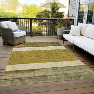 Piper Looms Chantille Stripes ACN1624 Gold Machine Washable Area Rug Outdoor Lifestyle Image Feature