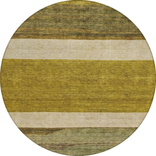 Piper Looms Chantille Stripes ACN1624 Gold Machine Washable Area Rug Round Main Image