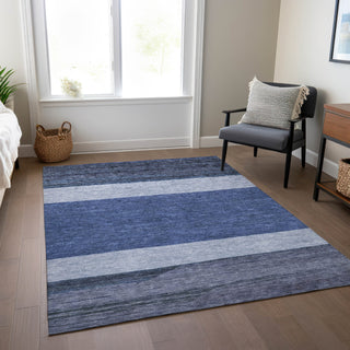Piper Looms Chantille Stripes ACN1624 Navy Machine Washable Area Rug Lifestyle Image Feature