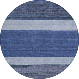 Piper Looms Chantille Stripes ACN1624 Navy Machine Washable Area Rug Round Main Image