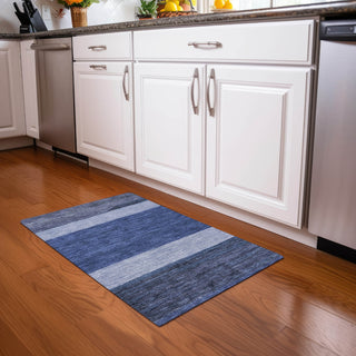 Piper Looms Chantille Stripes ACN1624 Navy Machine Washable Area Rug Scatter Lifestyle Image Feature