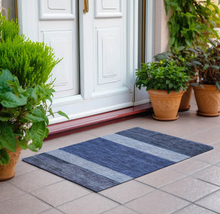 Piper Looms Chantille Stripes ACN1624 Navy Machine Washable Area Rug Scatter Outdoor Lifestyle Image Feature