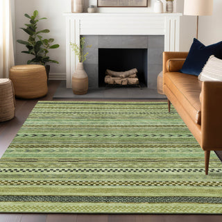 Piper Looms Chantille Stripes ACN1625 Aloe Machine Washable Area Rug Lifestyle Image Feature