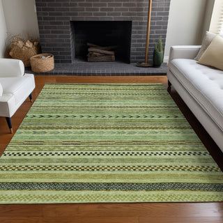 Piper Looms Chantille Stripes ACN1625 Aloe Machine Washable Area Rug Lifestyle Image Feature
