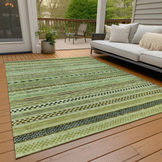 Piper Looms Chantille Stripes ACN1625 Aloe Machine Washable Area Rug Outdoor Lifestyle Image Feature