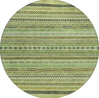 Piper Looms Chantille Stripes ACN1625 Aloe Machine Washable Area Rug Round Main Image