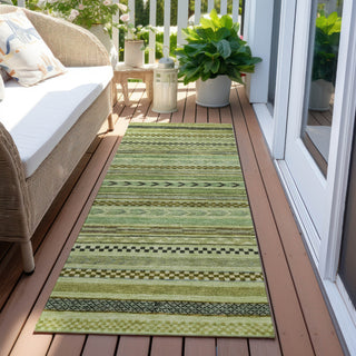 Piper Looms Chantille Stripes ACN1625 Aloe Machine Washable Area Rug Runner Outdoor Lifestyle Image Feature