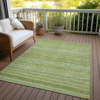 Piper Looms Chantille Stripes ACN1625 Cactus Machine Washable Area Rug Outdoor Lifestyle Image Feature