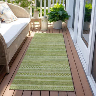 Piper Looms Chantille Stripes ACN1625 Cactus Machine Washable Area Rug Runner Outdoor Lifestyle Image Feature