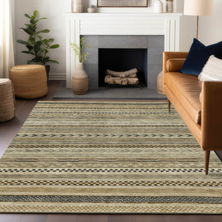 Piper Looms Chantille Stripes ACN1625 Chocolate Machine Washable Area Rug Lifestyle Image Feature