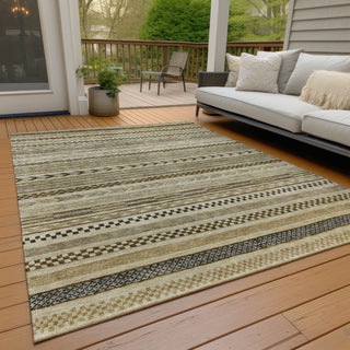 Piper Looms Chantille Stripes ACN1625 Chocolate Machine Washable Area Rug Outdoor Lifestyle Image Feature