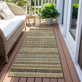 Piper Looms Chantille Stripes ACN1625 Chocolate Machine Washable Area Rug Runner Outdoor Lifestyle Image Feature