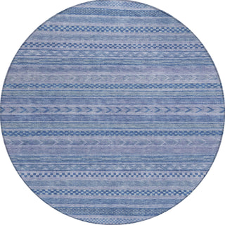 Piper Looms Chantille Stripes ACN1625 Denim Machine Washable Area Rug Round Main Image