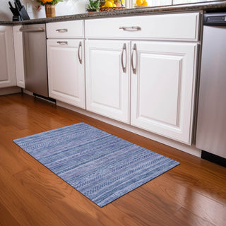 Piper Looms Chantille Stripes ACN1625 Denim Machine Washable Area Rug Scatter Lifestyle Image Feature