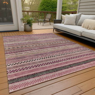 Piper Looms Chantille Stripes ACN1625 Pink Machine Washable Area Rug Outdoor Lifestyle Image Feature