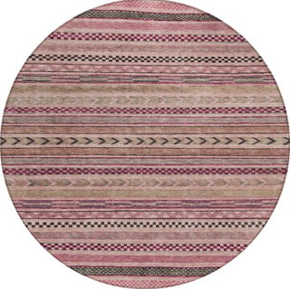 Piper Looms Chantille Stripes ACN1625 Pink Machine Washable Area Rug Round Main Image