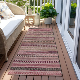 Piper Looms Chantille Stripes ACN1625 Pink Machine Washable Area Rug Runner Outdoor Lifestyle Image Feature