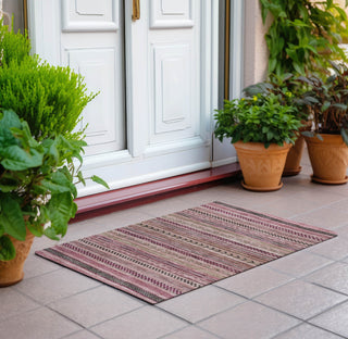 Piper Looms Chantille Stripes ACN1625 Pink Machine Washable Area Rug Scatter Outdoor Lifestyle Image Feature