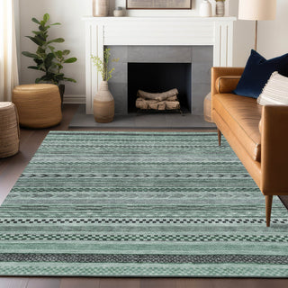 Piper Looms Chantille Stripes ACN1625 Teal Machine Washable Area Rug Lifestyle Image Feature