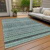 Piper Looms Chantille Stripes ACN1625 Teal Machine Washable Area Rug Outdoor Lifestyle Image Feature