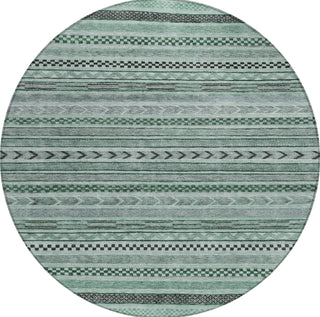 Piper Looms Chantille Stripes ACN1625 Teal Machine Washable Area Rug Round Main Image
