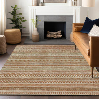 Piper Looms Chantille Stripes ACN1625 Terracotta Machine Washable Area Rug Lifestyle Image Feature