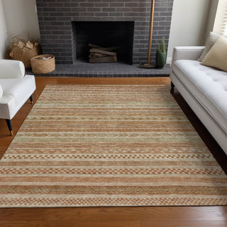 Piper Looms Chantille Stripes ACN1625 Terracotta Machine Washable Area Rug Lifestyle Image Feature
