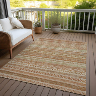 Piper Looms Chantille Stripes ACN1625 Terracotta Machine Washable Area Rug Outdoor Lifestyle Image Feature
