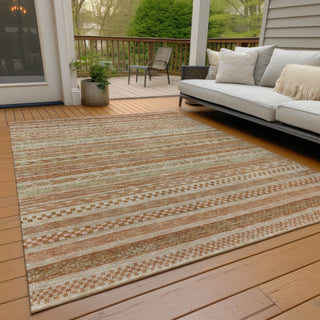 Piper Looms Chantille Stripes ACN1625 Terracotta Machine Washable Area Rug Outdoor Lifestyle Image Feature