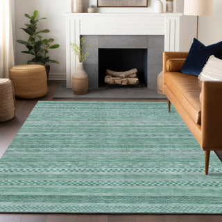 Piper Looms Chantille Stripes ACN1625 Turquoise Machine Washable Area Rug Lifestyle Image Feature