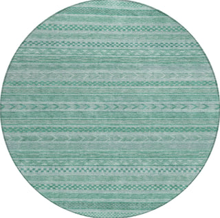 Piper Looms Chantille Stripes ACN1625 Turquoise Machine Washable Area Rug Round Main Image